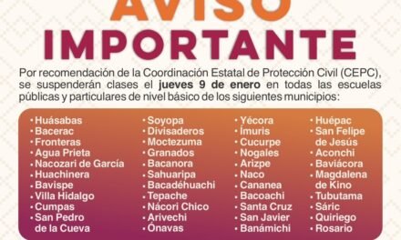 FRÍO EXTREMO EN SONORA: SIN CLASES EL 9 DE ENERO EN VARIAS LOCALIDADES